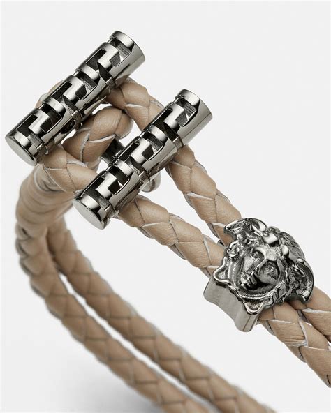 versace bracelet men leather|Versace medusa braided bracelet.